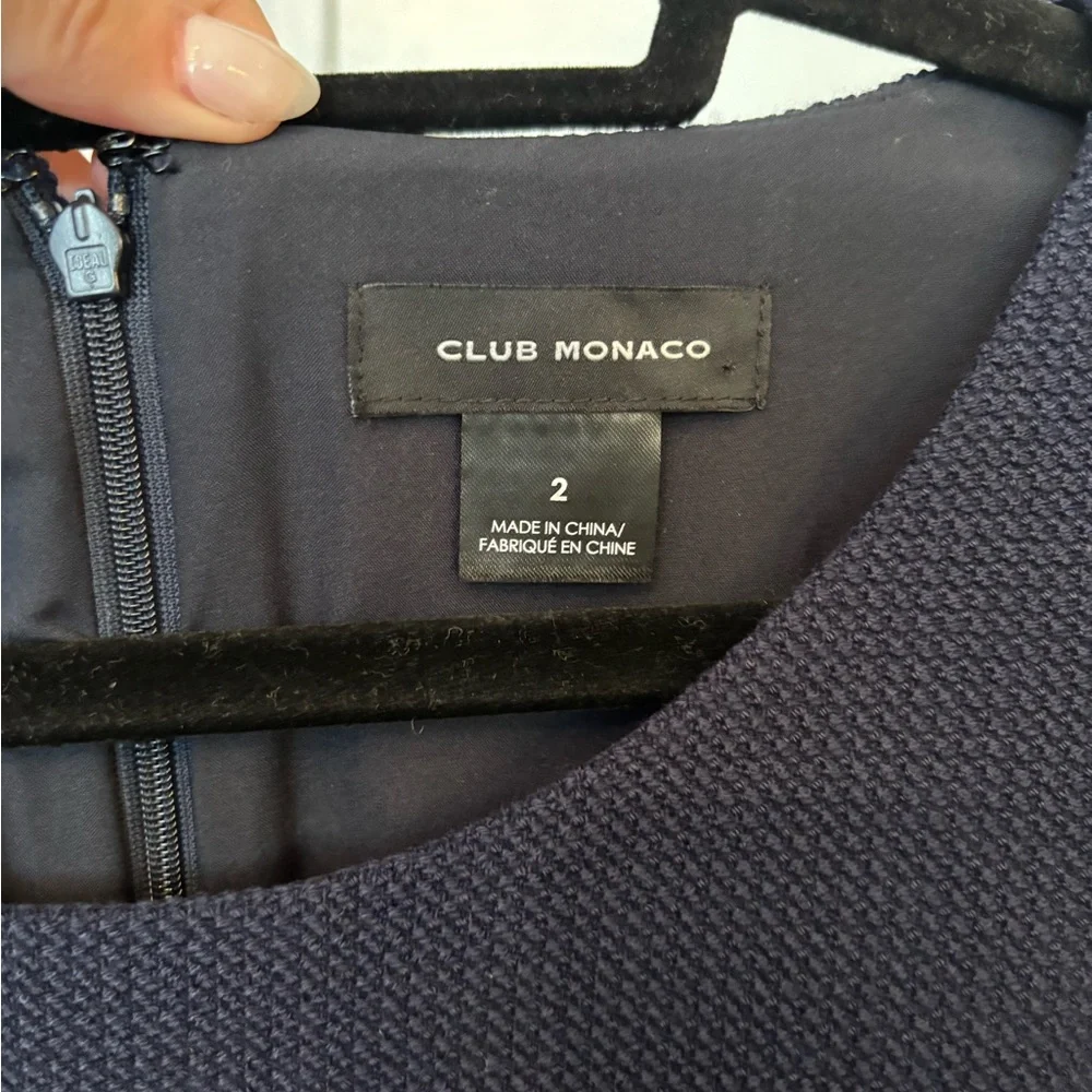 Club Monaco Textured Knit Navy Mini Dress